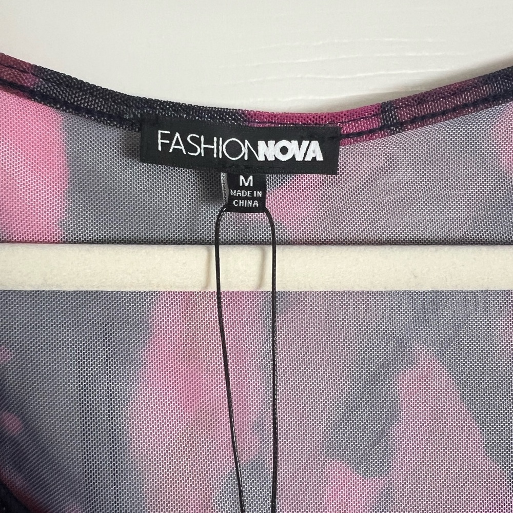 Fashion‎ Nova Nicki Mesh Bodysuit - Purple/black combo Size M - Picture 2 of 6